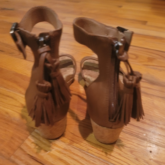 Ugg Zoe II Cork Wedge Leather Chestnut Sandals size 6.5 - Picture 9 of 11